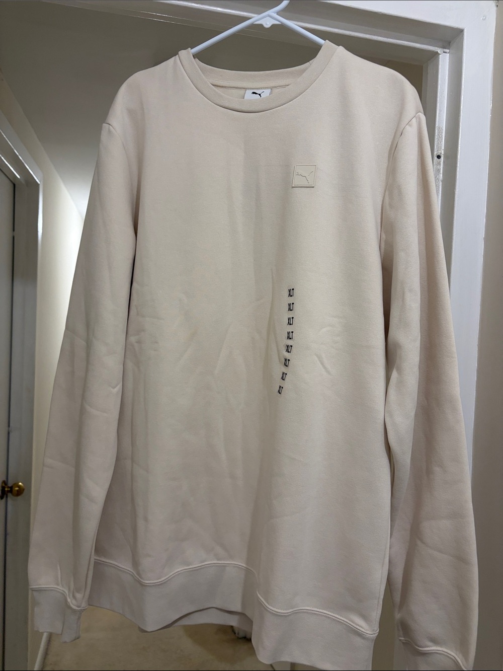 Puma Light Cream Minimal Logo Crewneck Sweatshirt